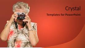  Presentation with photo tulips - Audience pleasing PPT theme consisting of captured - senior woman capturing photo isolated backdrop and a  colored foreground