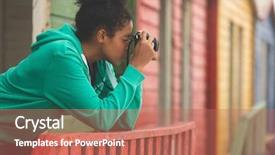  Presentation with hut - Cool new presentation theme with huts - side view of beautiful mixed-race backdrop and a coral colored foreground
