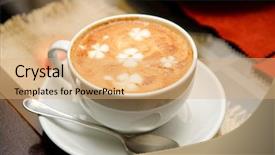  Presentation with coffe - Colorful slides enhanced with capuccino - cappuccino coffe at the table backdrop and a coral colored foreground