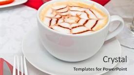  Presentation with cappuccino - Slide deck featuring capuccino - coffee cappuccino in white cup background and a light gray colored foreground