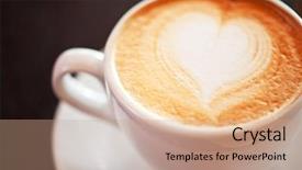  Presentation with shape heart - PPT theme having capuccino - coffee cup with heart shape background and a coral colored foreground