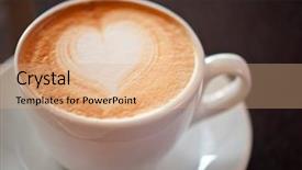  Presentation with heart shape from natural tree - Colorful slide set enhanced with capuccino - coffee cup with milk backdrop and a coral colored foreground