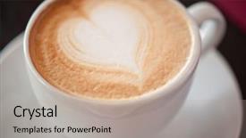  Presentation with clouds in heart shape - Amazing slide set having capuccino - coffee cup with milk backdrop and a  colored foreground