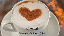  Presentation with shape heart - Theme consisting of capuccino - coffee cup with milk background and a light gray colored foreground