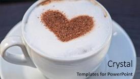  Presentation with shape heart - PPT theme with capuccino - coffee cup with milk background and a  colored foreground
