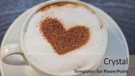  Presentation with shape heart - PPT theme having capuccino - coffee cup with milk background and a mint green colored foreground