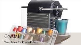  Presentation with machines - PPT layouts featuring capuccino - color photo of a home background and a coral colored foreground