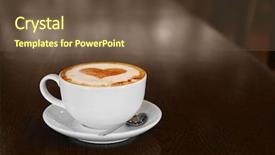  Presentation with cup coffee - Slides featuring capuccino - cup with hot tasty coffee background and a  colored foreground