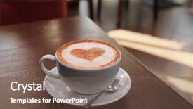  Presentation with hot and cold coffee cup - Cool new presentation theme with capuccino - cup with hot tasty coffee backdrop and a violet colored foreground