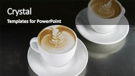  Presentation with cappuccino - Colorful presentation design enhanced with capuccino - two single cappuccino's sitting ready backdrop and a  colored foreground