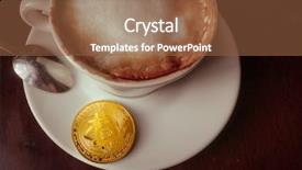  Presentation with bitcoin - Slide deck with capuccino and bitcoin gold coin background and a tawny brown colored foreground