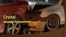  Presentation with street accident - Audience pleasing slide deck consisting of car accident crush on street backdrop and a tawny brown colored foreground