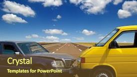  Presentation with car accident - Cool new slide deck with car accident involving two cars backdrop and a tawny brown colored foreground