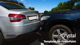  Presentation with car accident - Theme consisting of car accident involving two cars background and a dark gray colored foreground