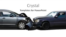  Presentation with car accident - Cool new PPT theme with car-accident-involving-two-cars backdrop and a white colored foreground