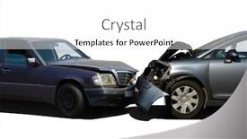  Presentation with road accident - PPT theme having car-accident-involving-two-cars background and a white colored foreground