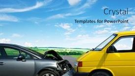  Presentation with road accident - Audience pleasing slide set consisting of car-accident-involving-two-cars backdrop and a light blue colored foreground