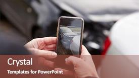  Presentation with car accident - PPT theme enhanced with car accident on mobile phone background and a red colored foreground