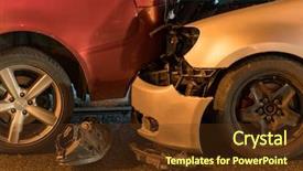  Presentation with road accident - Slides having car accident on road background and a tawny brown colored foreground