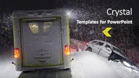  Presentation with road accident - Colorful slide deck enhanced with car-accident-on-slippery-winter backdrop and a dark gray colored foreground