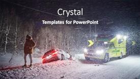  Presentation with road accident - Audience pleasing theme consisting of car-accident-on-slippery-winter backdrop and a wine colored foreground