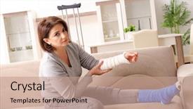  Presentation with car accident - Colorful presentation theme enhanced with woman after car accident suffering backdrop and a coral colored foreground