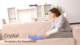  Presentation with car accident - Audience pleasing slide set consisting of woman after car accident suffering backdrop and a  colored foreground