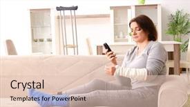  Presentation with car accident - Audience pleasing PPT theme consisting of woman after car accident suffering backdrop and a lemonade colored foreground