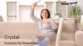  Presentation with car accident - Cool new slide deck with celebrate recovery - woman after car accident suffering backdrop and a lemonade colored foreground