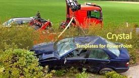  Presentation with traffic accident - Colorful PPT layouts enhanced with car after a traffic accident backdrop and a tawny brown colored foreground
