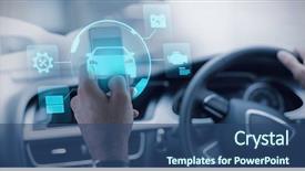  Presentation with smartphone - Audience pleasing presentation theme consisting of car against businessman using backdrop and a ocean colored foreground