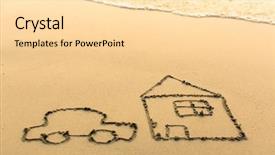  Presentation with beach wedding heart on sand - Slide deck consisting of car and a house drawn background and a lemonade colored foreground