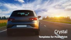  Presentation with green technology - Slide set with car and light background and a tawny brown colored foreground