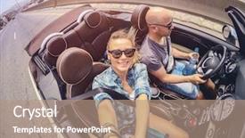  Presentation with honeymoon - Theme with car and making selfie honeymoon background and a coral colored foreground