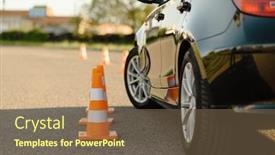  Presentation with driving - Amazing theme having car-and-traffic-cones-driving backdrop and a violet colored foreground