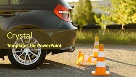  Presentation with traffic - Colorful PPT theme enhanced with car-and-traffic-cones-driving backdrop and a tawny brown colored foreground