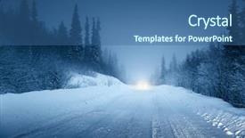  Presentation with winter forest - Audience pleasing slide set consisting of car and winter road backdrop and a ocean colored foreground