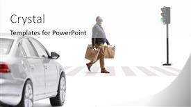  Presentation with pedestrian crossing - Slide deck enhanced with car-approaching-on-the-street background and a white colored foreground