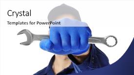  Presentation with auto - Amazing presentation theme having car assembly - auto mechanic with wrench backdrop and a white colored foreground