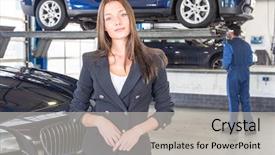  Presentation with garage car - Cool new PPT theme with car at a high end backdrop and a light gray colored foreground