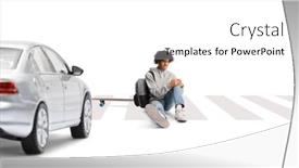  Presentation with pedestrian - Presentation design with car-at-a-pedestrian-crossing background and a white colored foreground