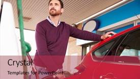  Presentation with petrol station - Slide set consisting of car at a petrol background and a red colored foreground