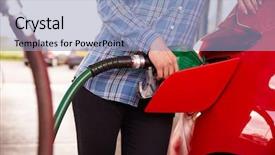  Presentation with petrol station - Colorful PPT theme enhanced with car at a petrol backdrop and a light blue colored foreground