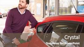  Presentation with refuelling - PPT theme featuring car at a petrol background and a tawny brown colored foreground