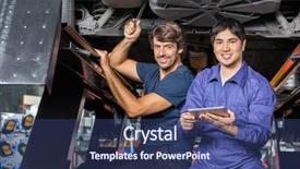  Presentation with digital car - Amazing PPT theme having car at auto repair shop backdrop and a  colored foreground