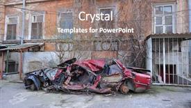  Presentation with old car - Theme having car at the old house background and a coral colored foreground