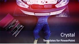  Presentation with mechanic repair - PPT layouts having mechanic lying and working background and a navy blue colored foreground