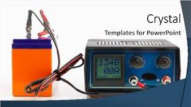  Presentation with battery - Presentation theme having car auto battery charger isolated background and a white colored foreground