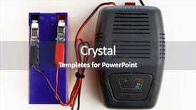  Presentation with wire auto - Audience pleasing PPT theme consisting of car auto battery charger white backdrop and a dark gray colored foreground