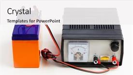  Presentation with electric car charging battery cells - PPT layouts having car auto battery charger white background and a white colored foreground
